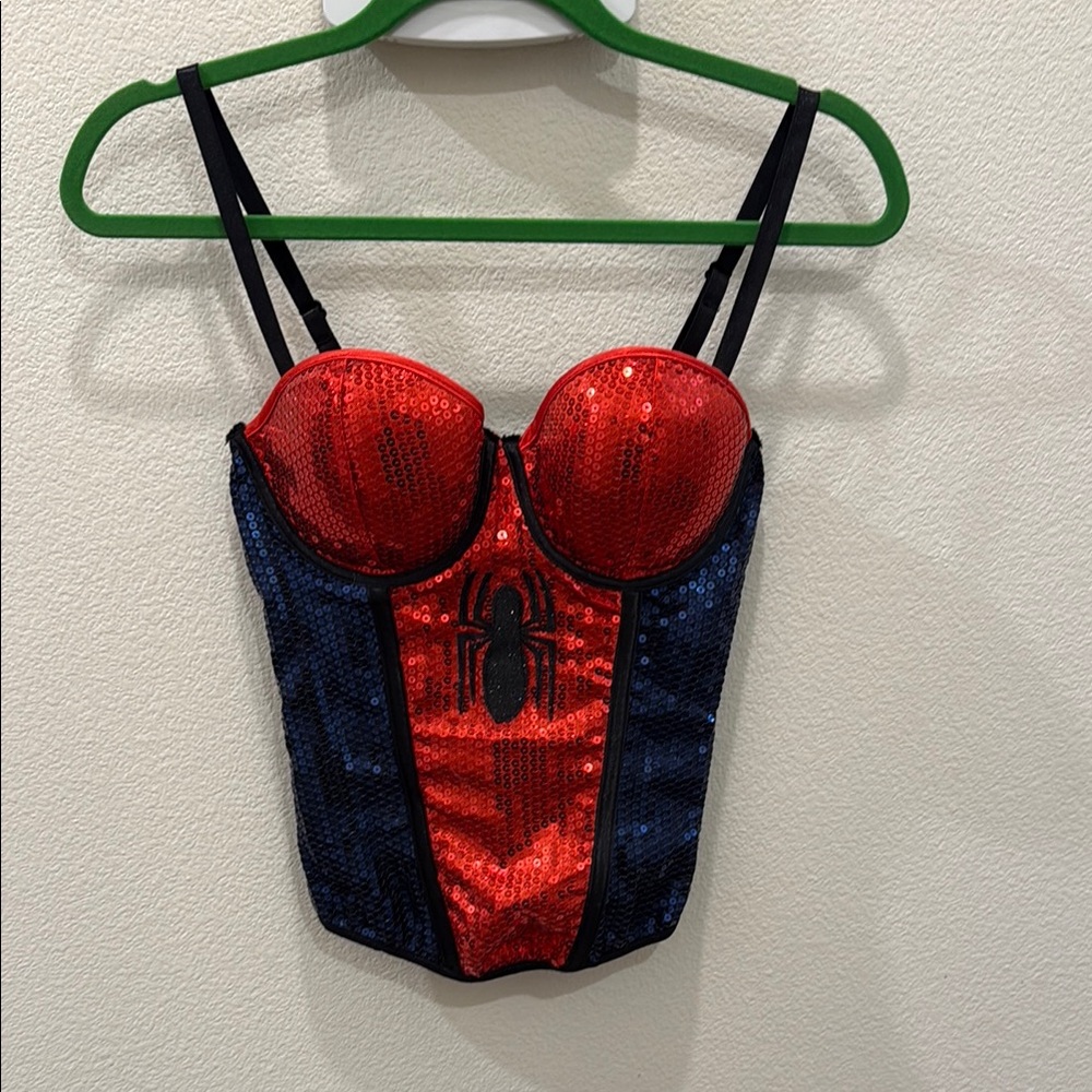 Marvel Red and Blue Sequin Spider-Man Bustier Top
